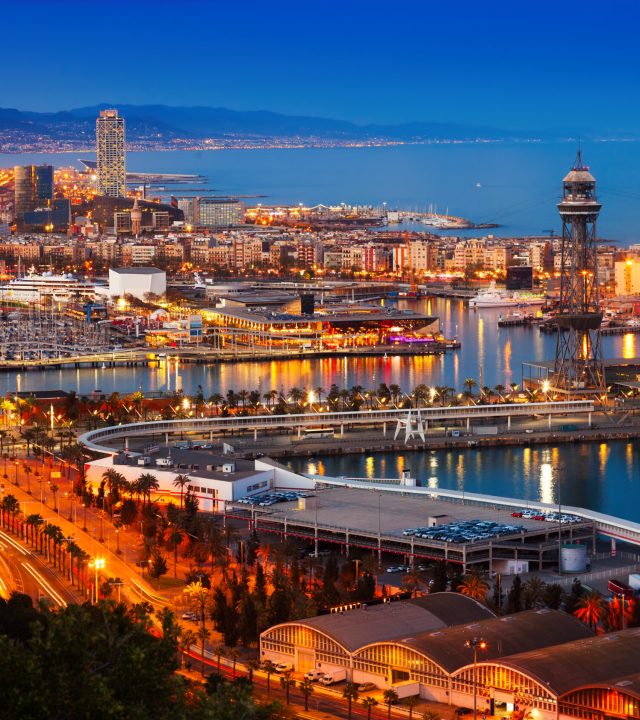 port in barcelona during evening. spain